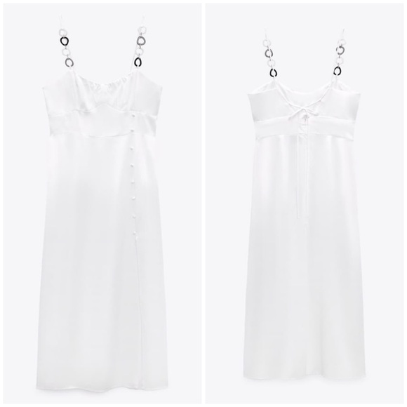 Zara satin effect corset dress with chain - Picture 7 of 9